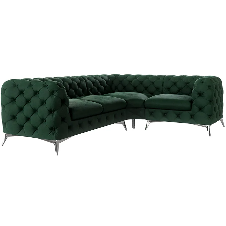 Luxuriöses gestepptes Viersitzer-Ecksofa Chesterfield TEO 2+E+1