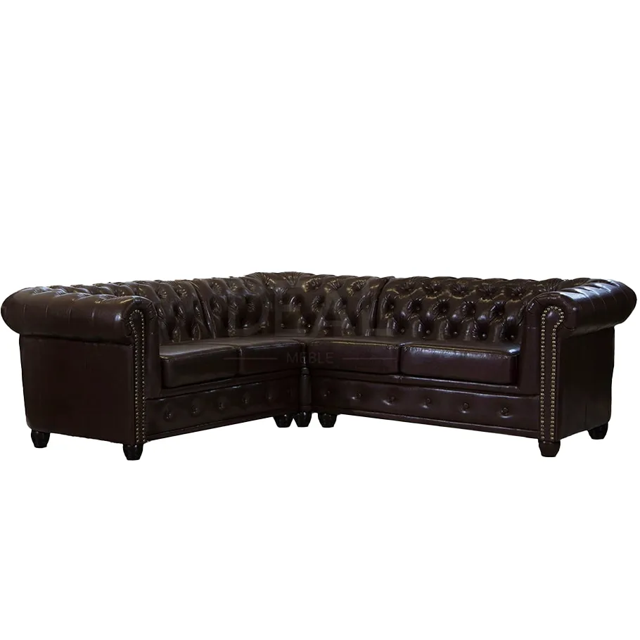 Glamour gestepptes Chesterfield FELIX 2+E+2 Fünfsitzer-Ecksofa mit Schlaffunktion