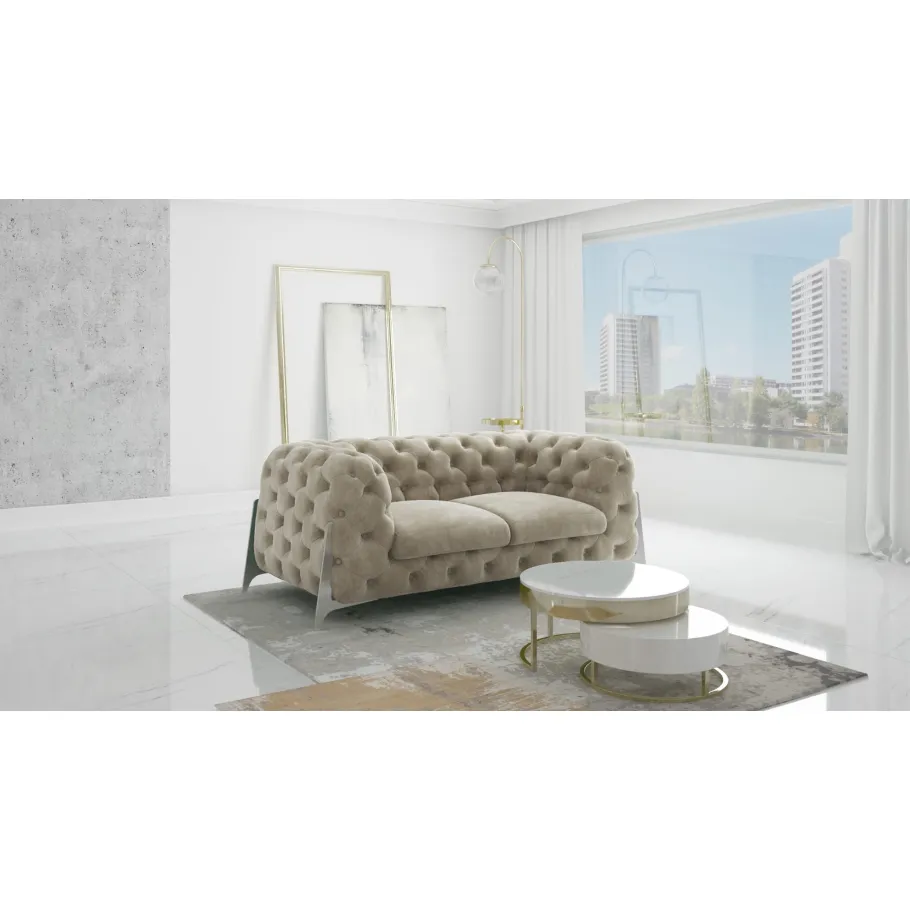 Chesterfield KALIFORNIA 2 glamouröses gestepptes Zweisitzer-Sofa