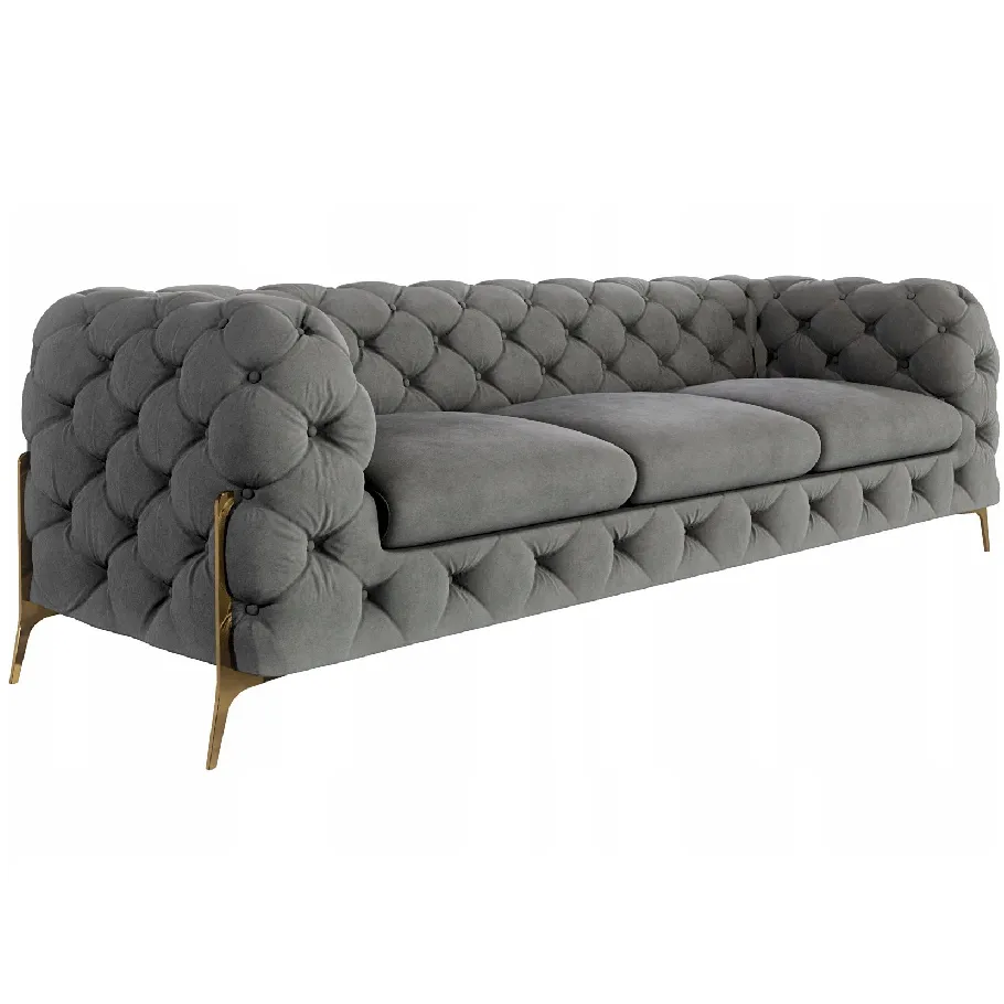 Glamour gestepptes Chesterfield TEO HIGH 3 Dreisitzer-Sofa