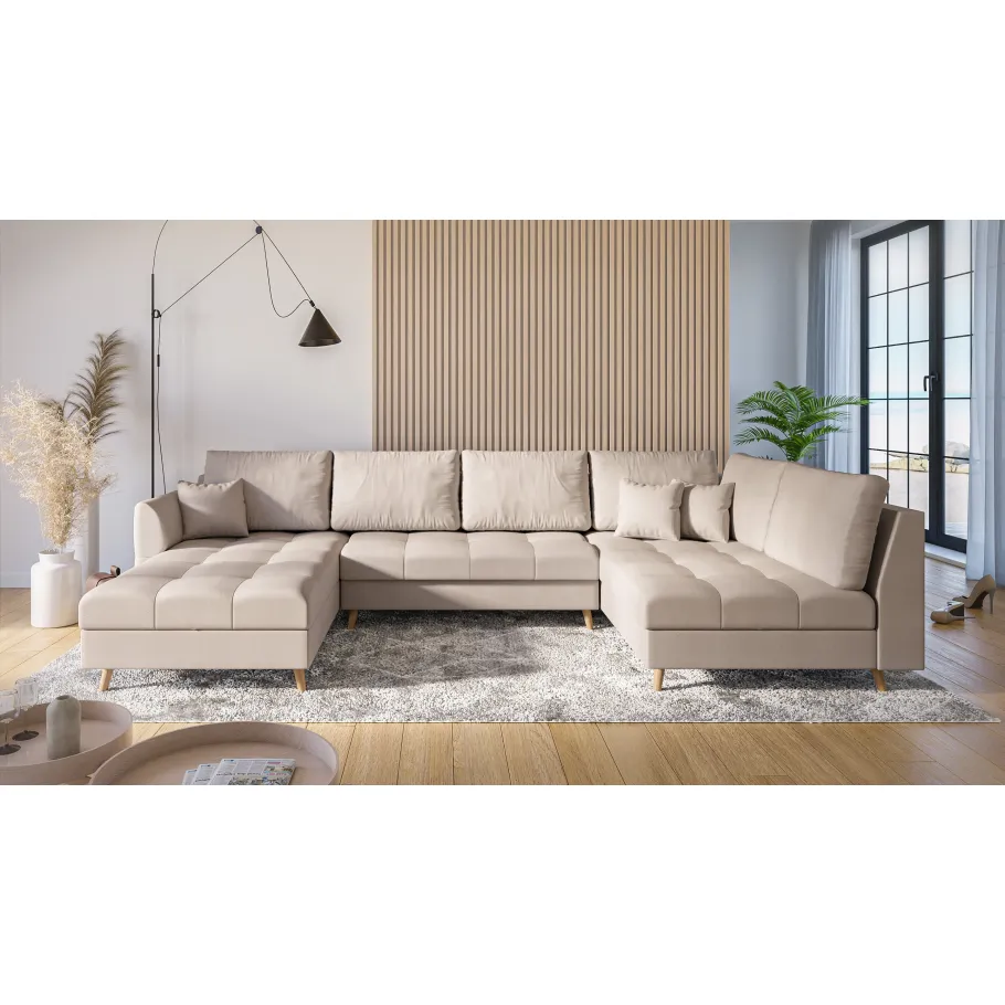Modernes Sechssitzer-Ecksofa mit Nähten Laril U