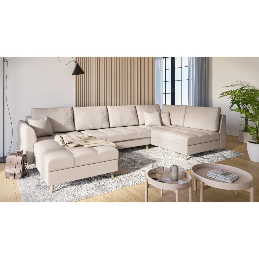 Modernes Sechssitzer-Ecksofa mit Nähten Laril U