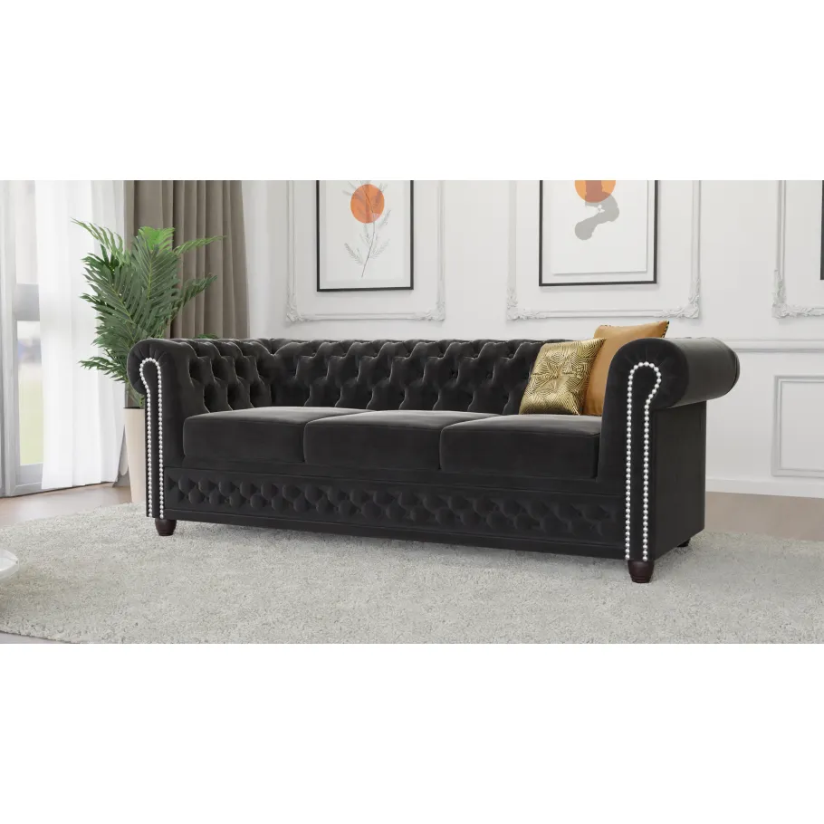 Chesterfield FELIX 3 gestepptes Dreisitzer-Sofa mit Schlaffunktion