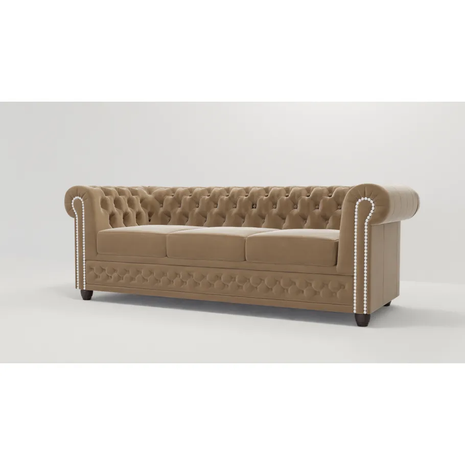 Chesterfield FELIX 3 gestepptes Dreisitzer-Sofa mit Schlaffunktion