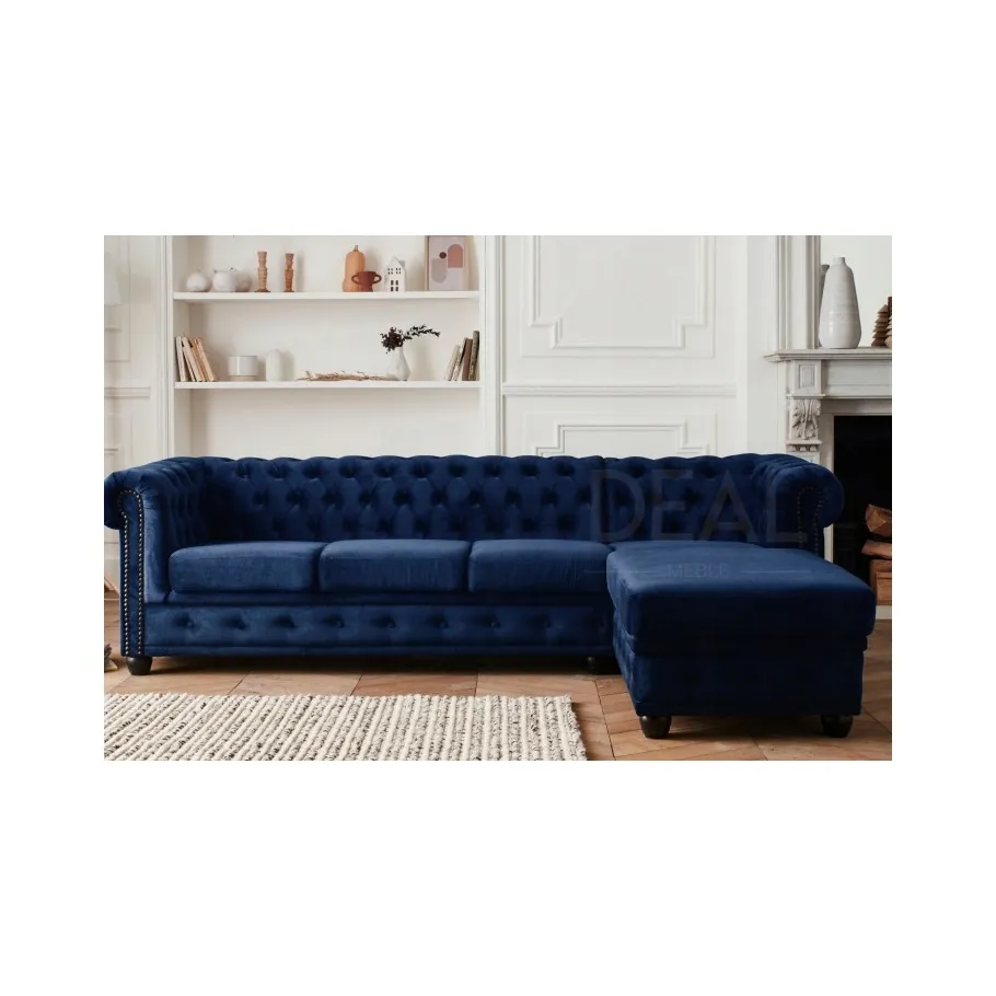 Gestepptes Chesterfield FELIX 3+OT Fünfsitzer-Ecksofa mit Schlaffunktion