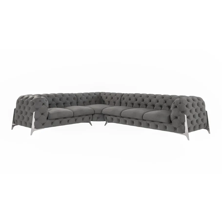 Glamour gestepptes Sechssitzer-Ecksofa Chesterfield KALIFORNIA 2+E+3
