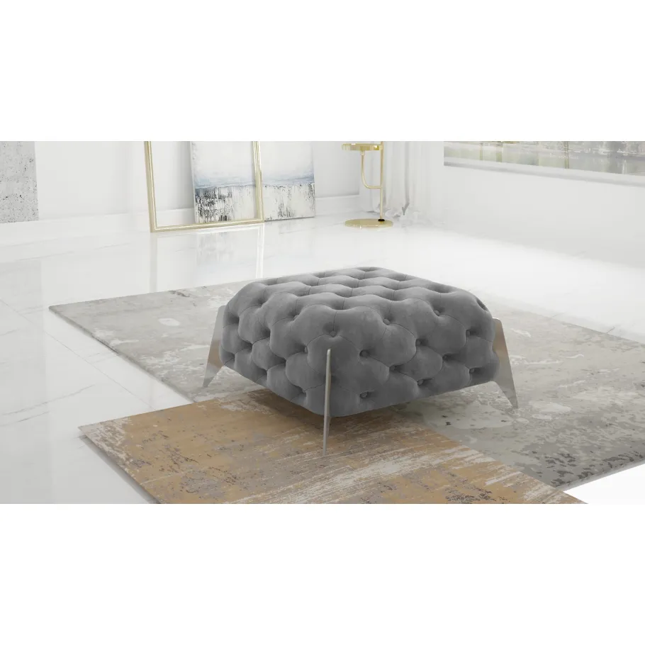 Gesteppter Sitzpuff Chesterfield 80x80 KALIFORNIEN