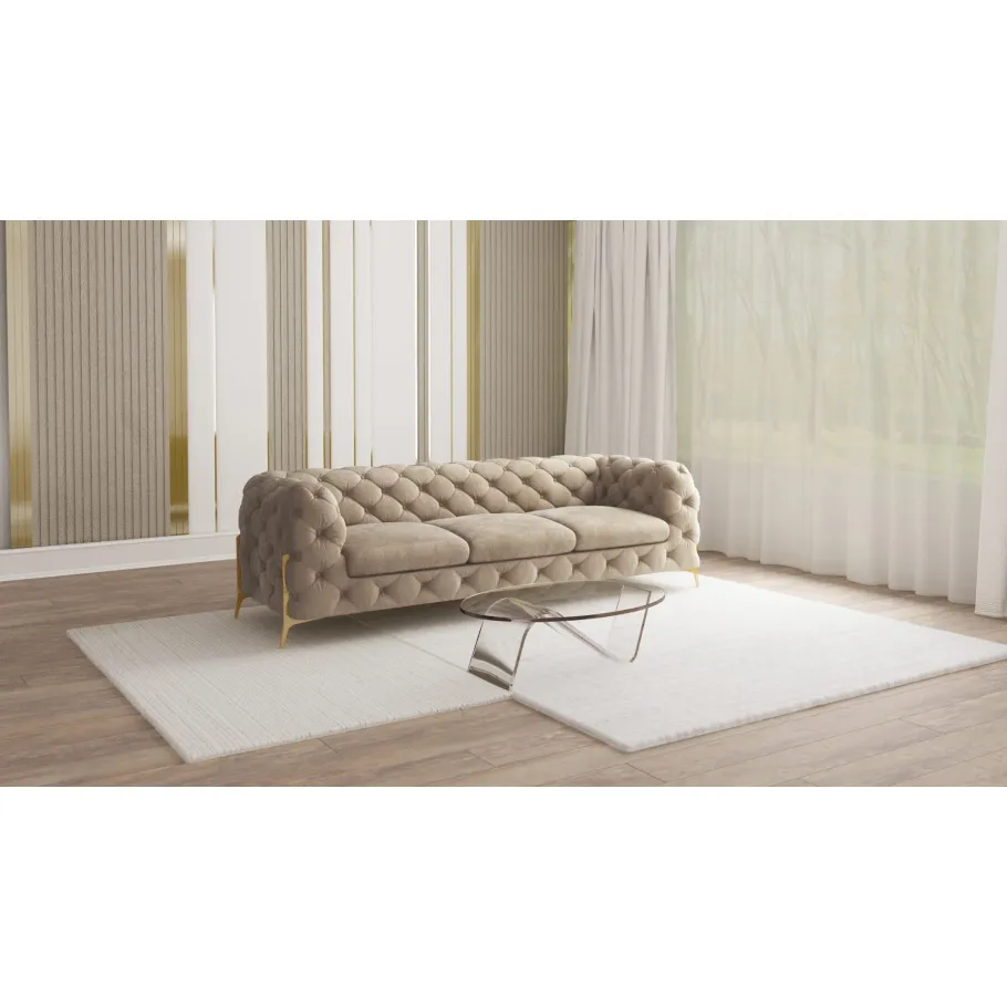 Glamour gestepptes Chesterfield TEO HIGH 3 Dreisitzer-Sofa