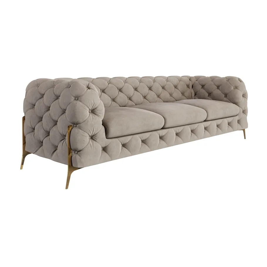 Glamour gestepptes Chesterfield TEO HIGH 3 Dreisitzer-Sofa