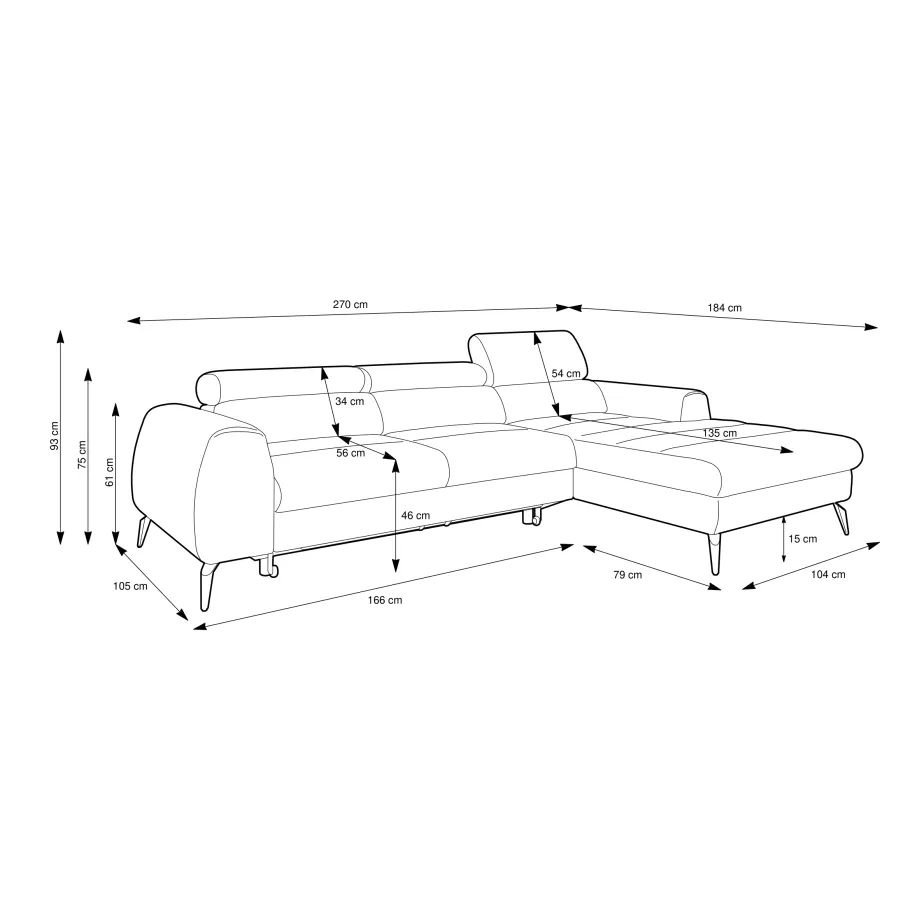 Viersitzer-Ecksofa mit Schlaffunktion Lea
