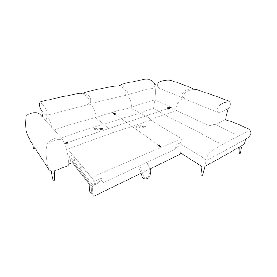Modernes Fünfsitzer-Ecksofa mit Schlaffunktion Lea L