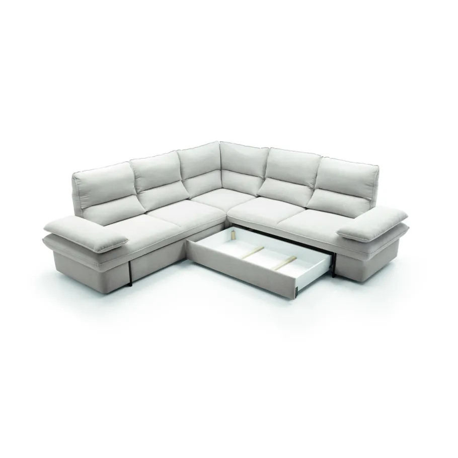 Ein modernes Fünf-Personen-Ecksofa mit Schlaffunktion Manto