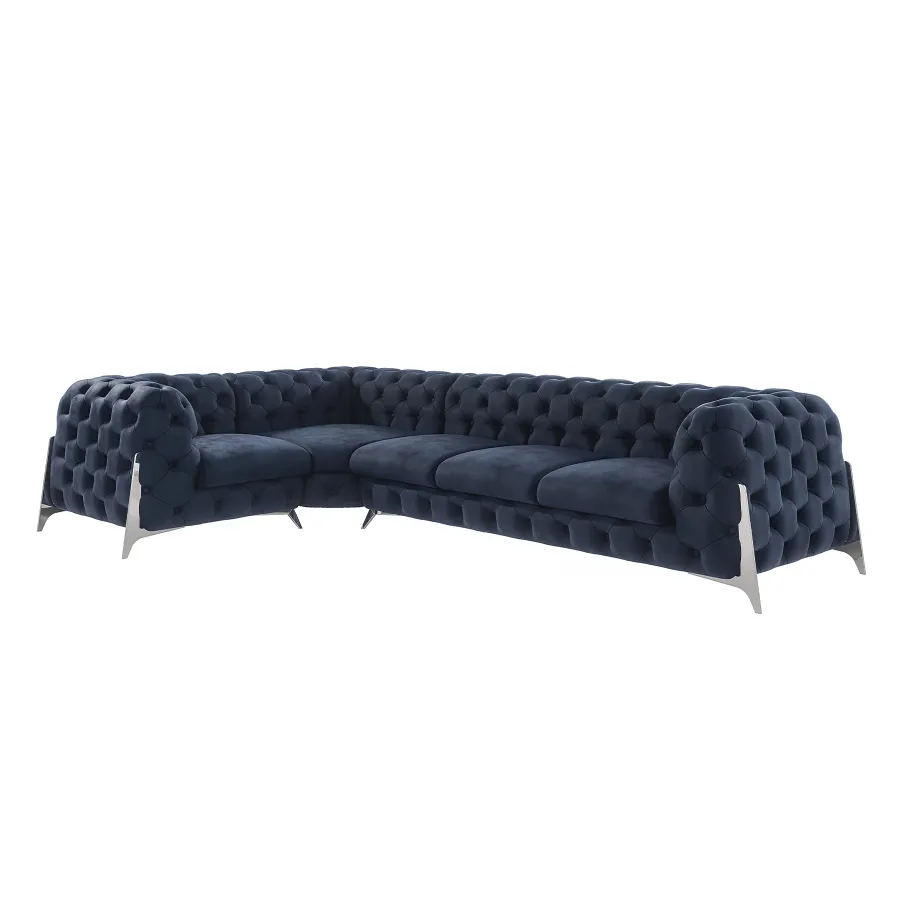 Fünfsitziges gestepptes Chesterfield-Glamour-Ecksofa KALIFORNIA 1+E+3