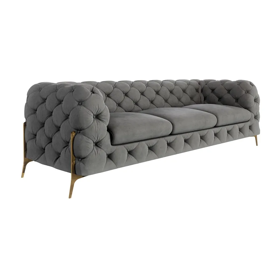 Glamour gestepptes Chesterfield TEO HIGH 3 Dreisitzer-Sofa