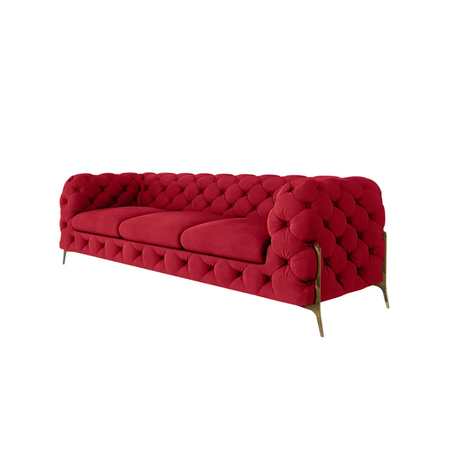 Glamour gestepptes Chesterfield TEO HIGH 3 Dreisitzer-Sofa