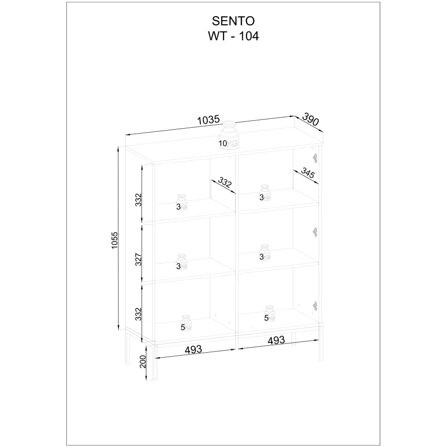 Niedrige Vitrine mit Resto WT104 LED-Beleuchtung