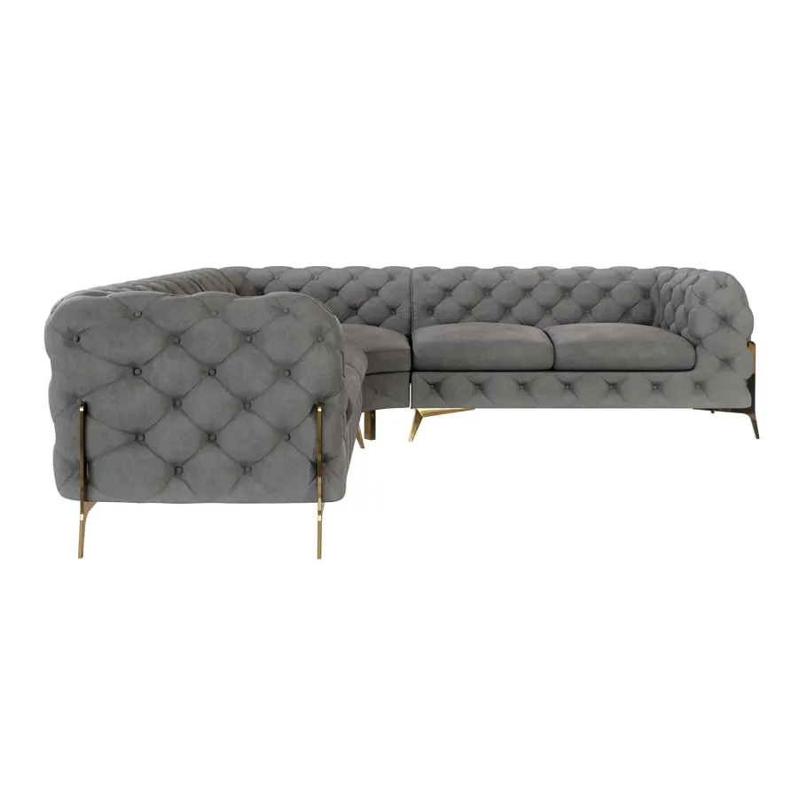 Luxuriöses Fünfsitzer-Ecksofa Chesterfield TEO HIGH 2+E+2
