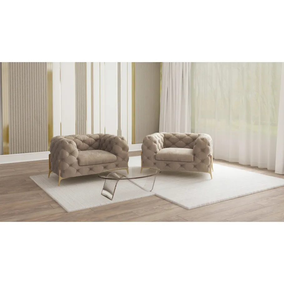 TEO HIGH Glamour gesteppter Chesterfield-Sessel